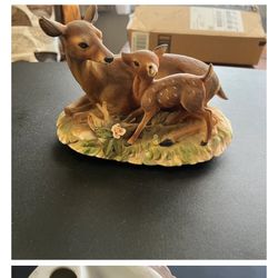 Homco Home Interiors Sweet Deer With Fawn Porcelain Figurine