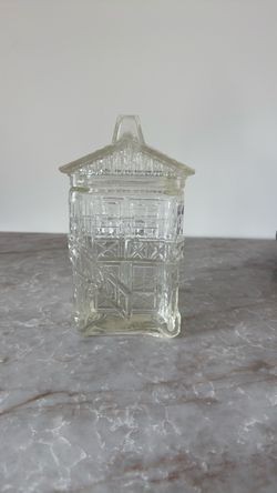 Glass house candy/cookie jar