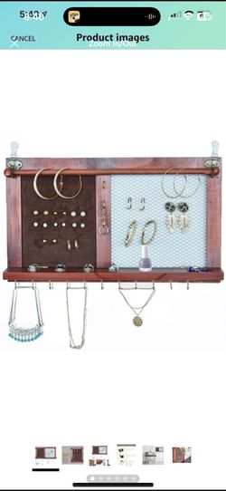 Wooden Hanging Jewelry Organizer Wall Mounted Jewelry Organizer