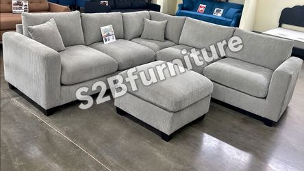 New Grey sectional sofa with ottoman