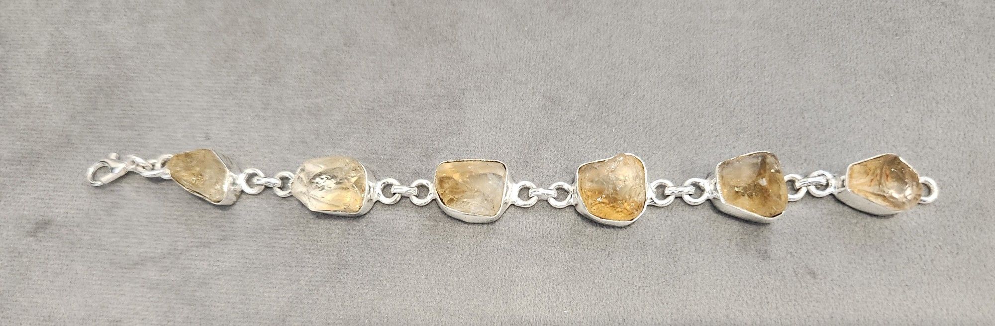 925 Sterling Silver Raw Citrine Bracelet