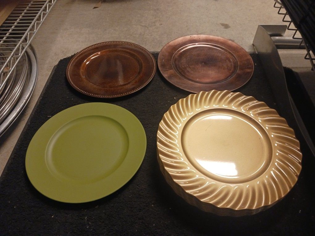Charger Plates, Assorted Sizes, Colors, Styles
