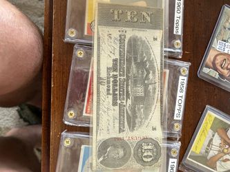 1800s Confederate Money 10 