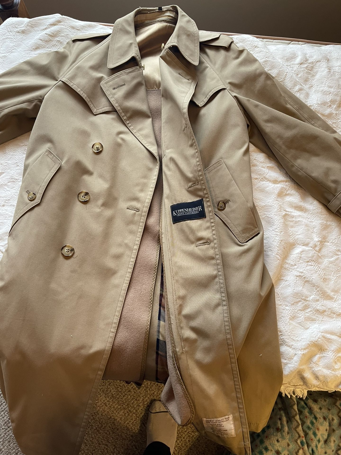 Kuppenheimer - Men’s Size 38 - Trench Coat - Removable Lining - Used/Vintage