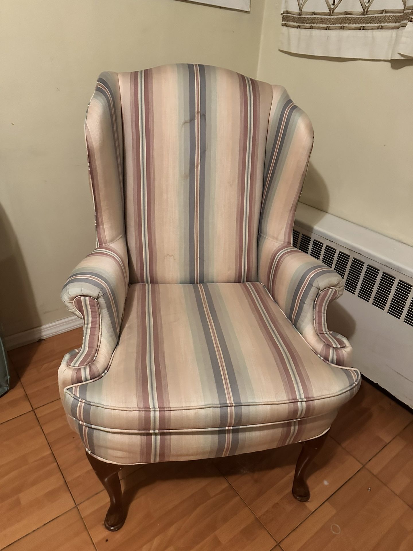 Price Lowered-Vintage Wingback Chair (Striped)