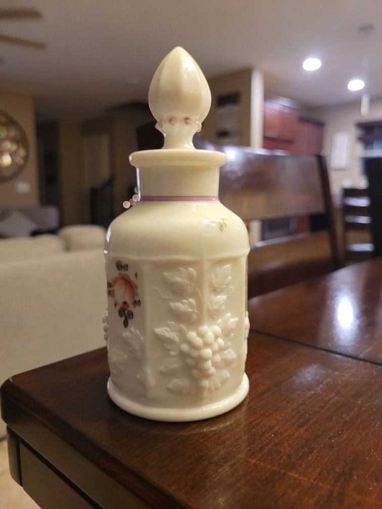 Westmoreland Milkglass Roses And Bows  Perfume Bottle.