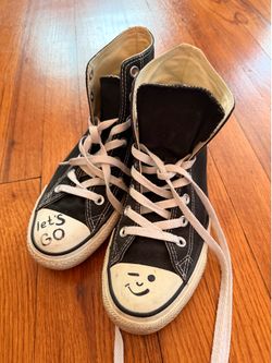 Converse Black High-Top Sneakers with White Toe Art