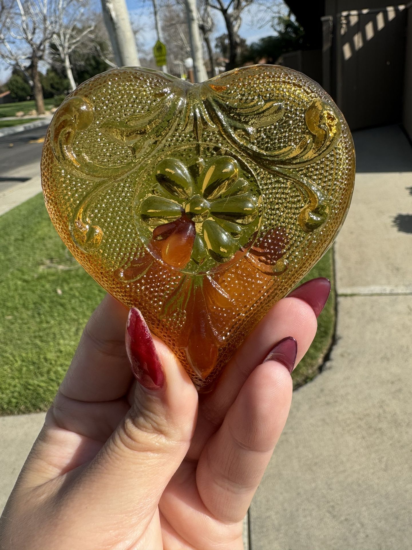 Vintage Indiana Glass Heart Trinket Dish Or Ash Tray