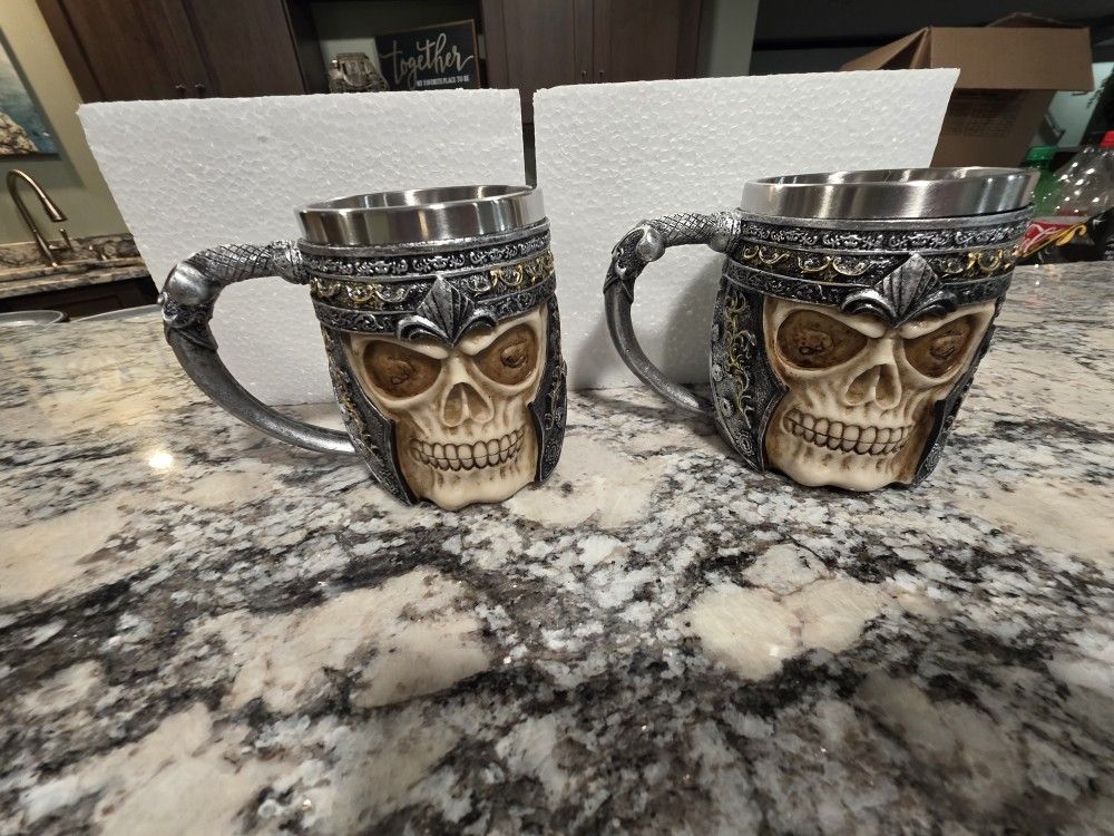 Metal SKULL MUGS...($25 for 2 )