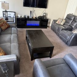 Living Room, Set Sofa, Loveseat Recliner, coffee table, and end tables