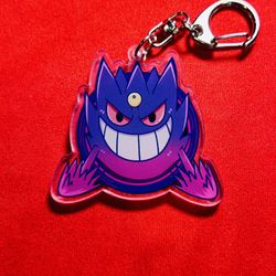 ✨ Gengar Acrylic Keychain – Grinning Ghost Design