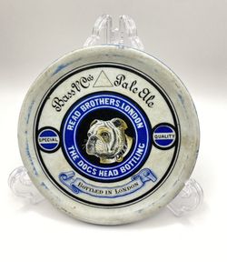 ANTIQUE EARLY 1900’s Ceramic Beer Advertising Coaster Bass & Co Pale Ale The Dogs Head Bottling