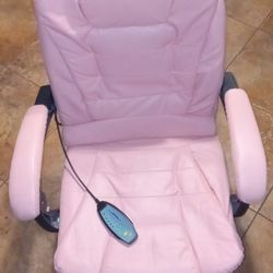 Pink Pleather Desk Chair With Massage 