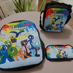 Rainbow Friends Backpack With Lunch Box And Pencil Bag 