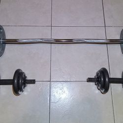EZ BAR | 2 DUMBBELLS | 144 POUNDS TOTAL 