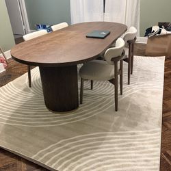 Abani Beige and White Swirl Area Rug | 7'9" x 10'2" Cream Carpet with Wave Pattern |