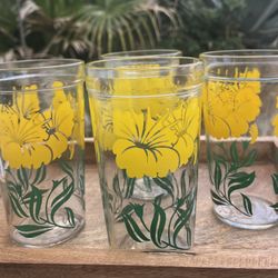 Vintage Set Of 4 Jelly Jar Drinking Glasses