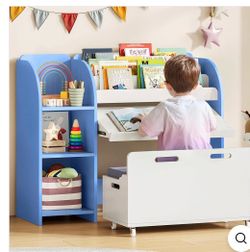 Toy Storage Organizer with Bench, Kids Bookshelf with Reading Nook