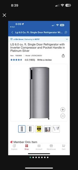 LG 6.0 cu. ft. Single Door Refrigerator with Inverter Compressor  New In The Box