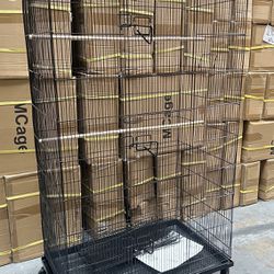 Extra Large Black Bird Flights Home Cage With Removable Rolling Stand 