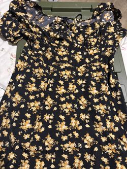 Black Floral Ruffle Dress