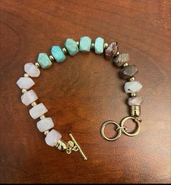 Rose Quartz Amazonite Rhodonite Stone Jewelry Bracelet