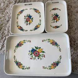 Fancy Flowers Trays 3pc (new) $24