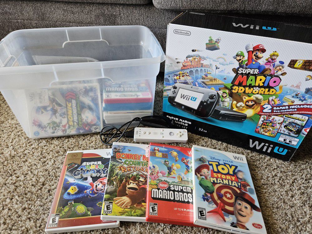 Nintendo Wii U 32 GB Super Mario 3D World Deluxe Bundle With 20 Games + 1 Remote