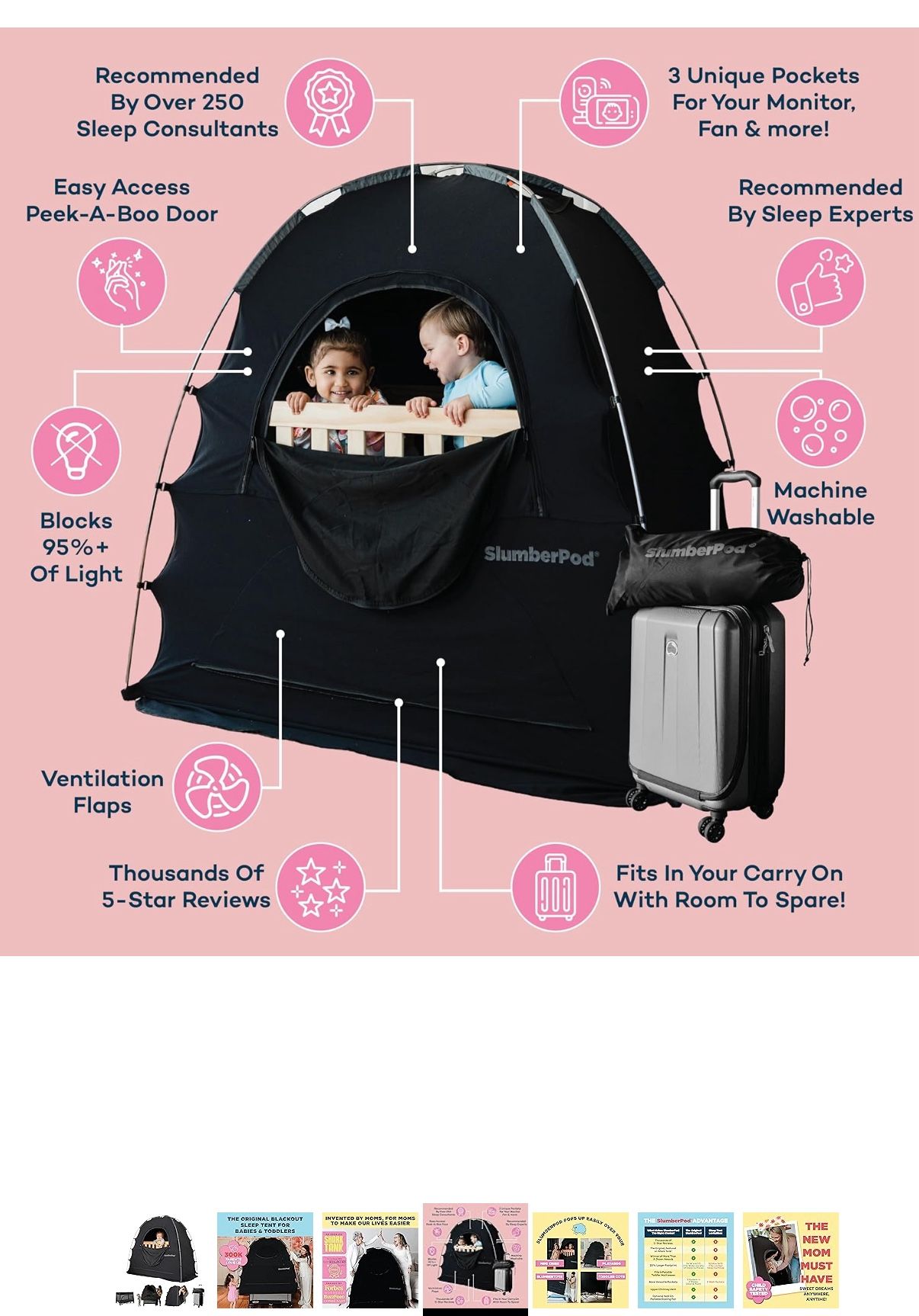 Portable Baby Sleep Tent - Blackout Privacy Pod for Travel (SlumberPod Dupe/ Alternative)