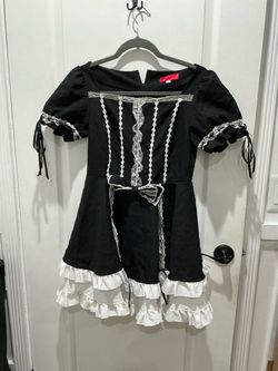 Black and White Lace Ruffle Costume Dress Maid Clown cosplay
