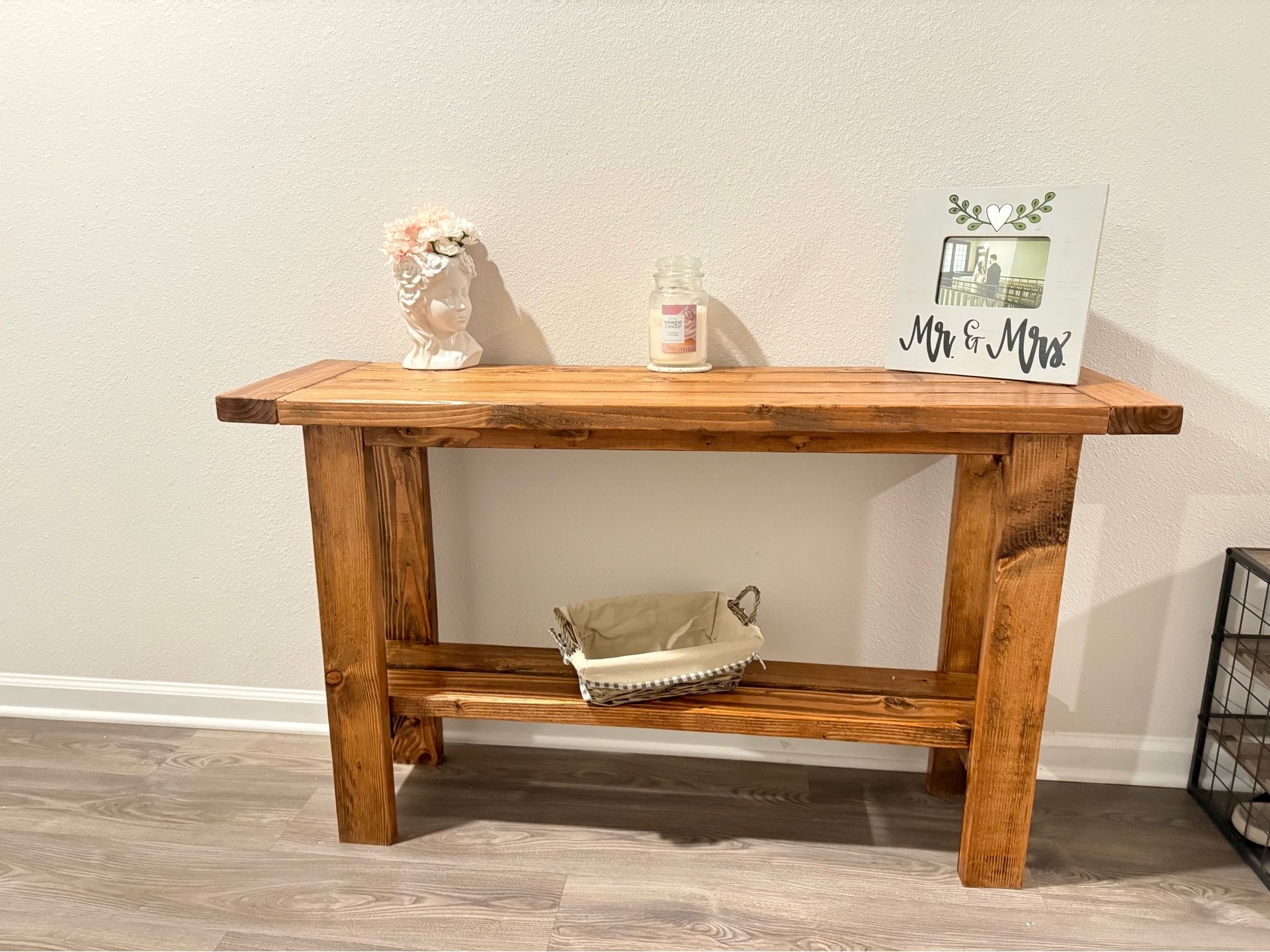 Handmade rustic entry table