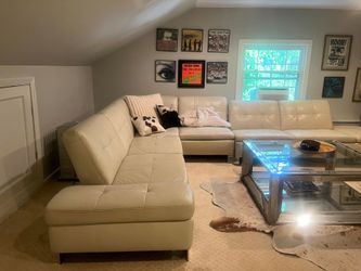 White leather sectional sofa