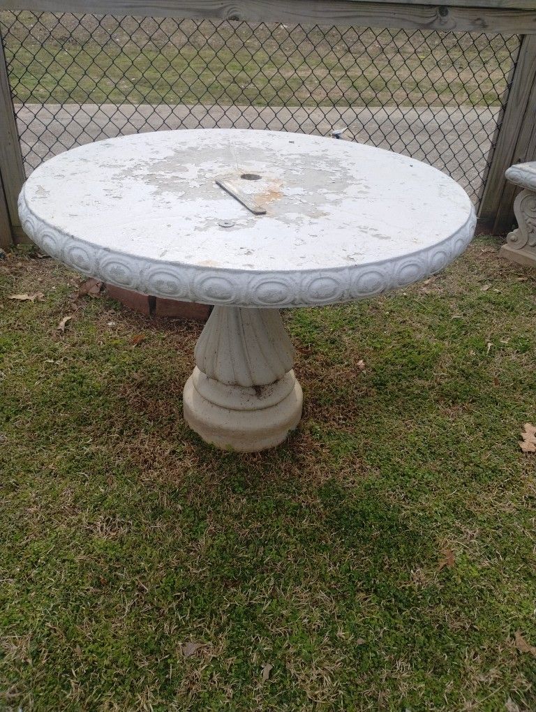 Very Heavy Concrete Table And Two Benches