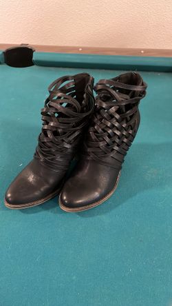 Leather Strap Ankle Boots
