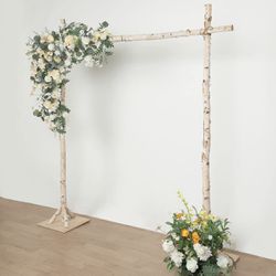 7.5ft Natural Birch Wood Square Wedding Arch, Rustic Arbor Photography Backdrop Stand