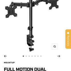 FULL MOTION DUAL MONITOR DESK MOUNT FOR 17''-32'' MONITORs