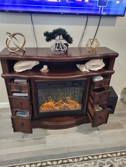 Electric Fireplace - Dark Brown Wood