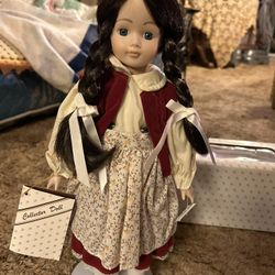 Montgomery Ward porcelain doll at home with Classics collection new in box