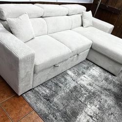 CLEARANCE $699 Reversible Storage Sleeper Sectional with Wireless Charging Pad BRAND NEW IN THE BOX