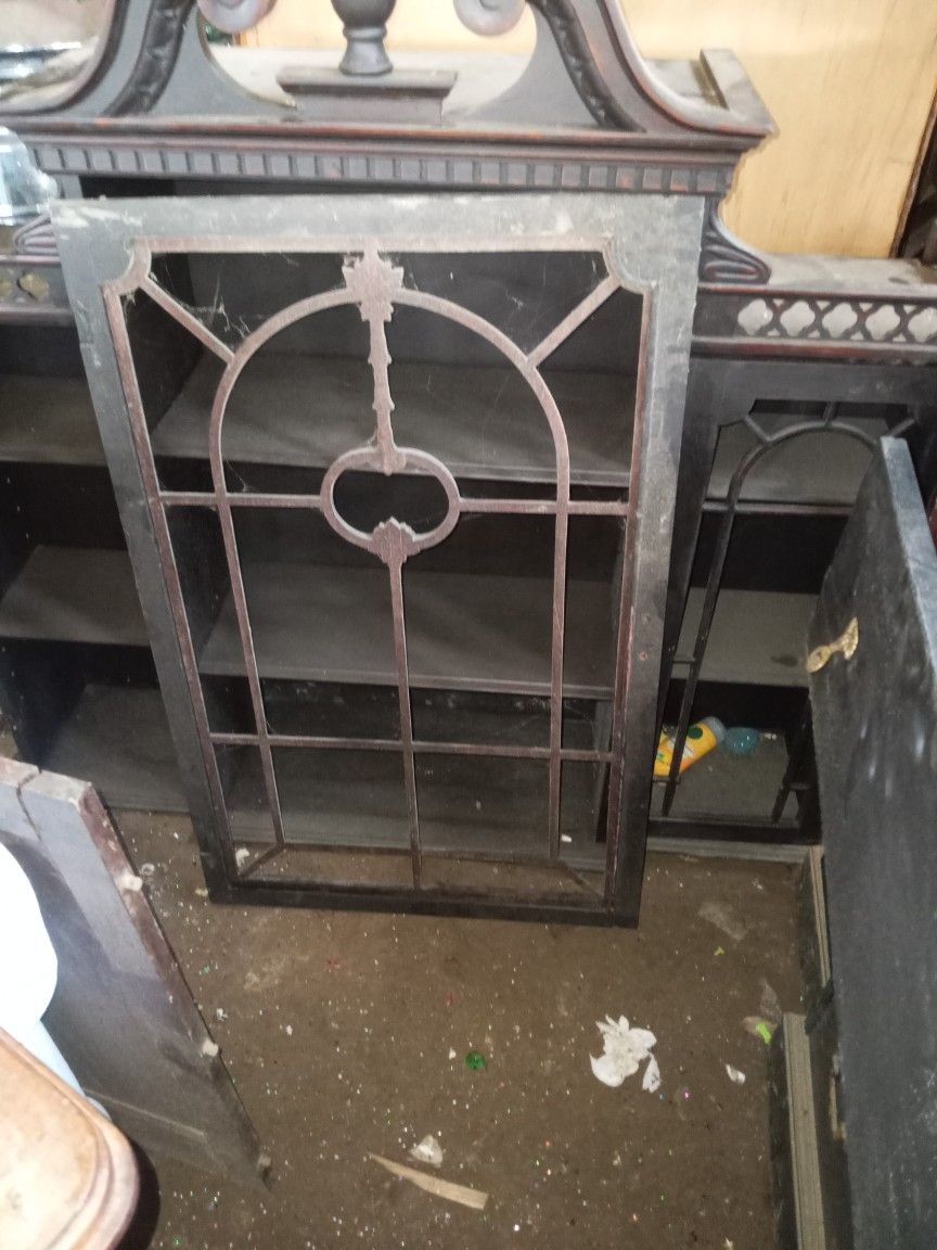 Antique Locking Secretary Cabinet