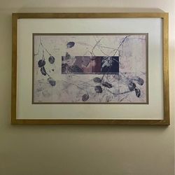 Large Framed Wall Art with Custom Gold Frame – Modern Botanical Print