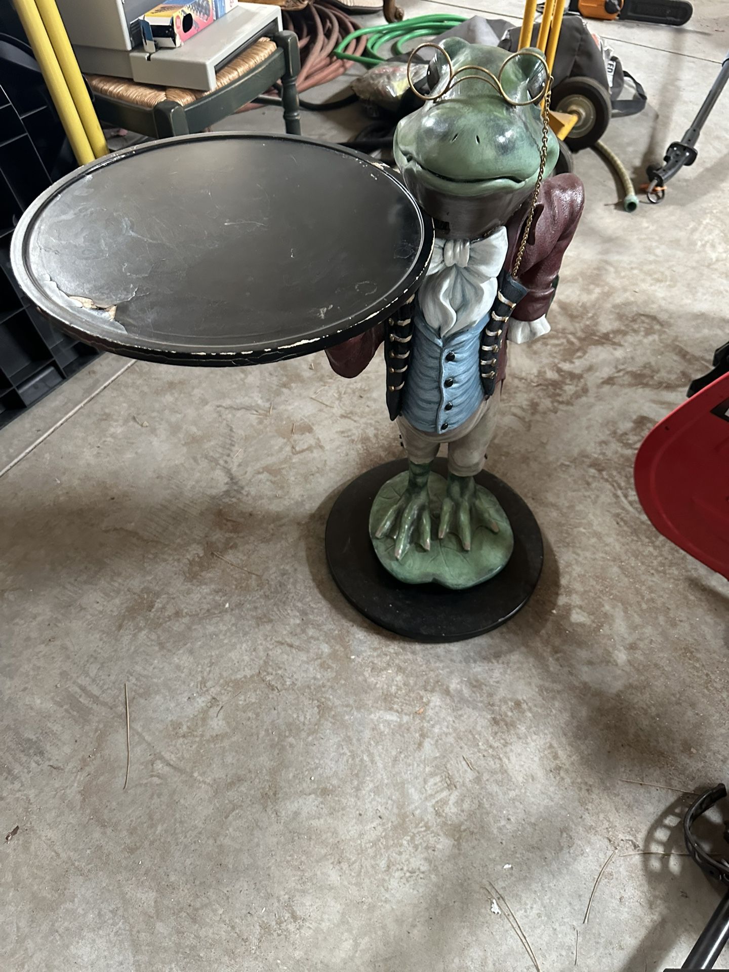 Antique Frog Waiter Planter Holder