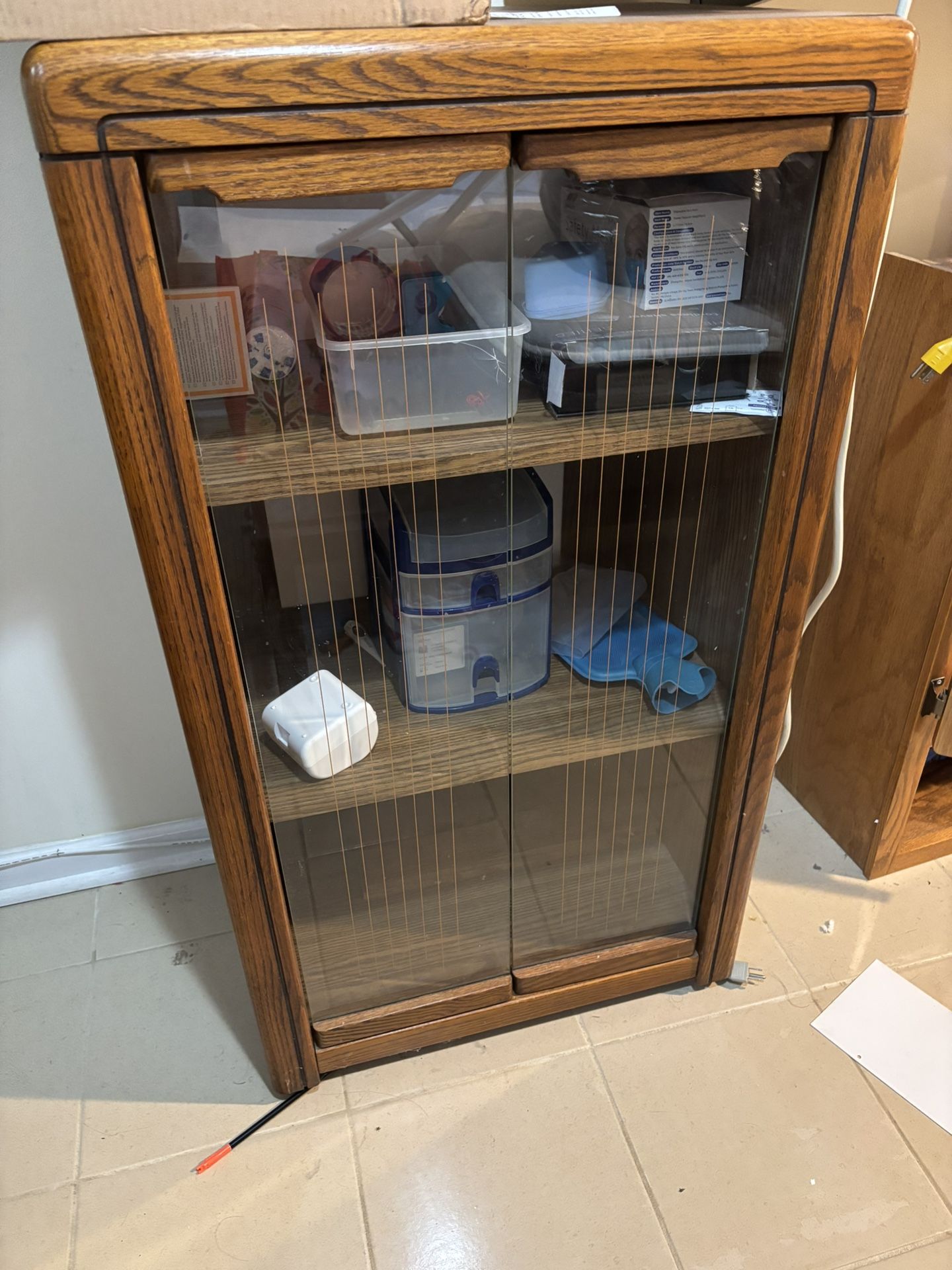 Wood Cabinet Shelf With Glass
