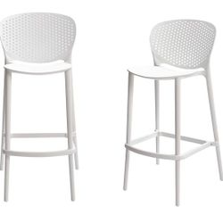 Set of 2 Amazon High Back Barstools Indoor Outdoor Chairs White NEW