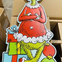 The Grinch Naughty or Nice metal yard stake
