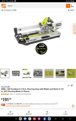 Ryobi ONE+ 18V Cordless 5-1/2 in. Flooring Saw