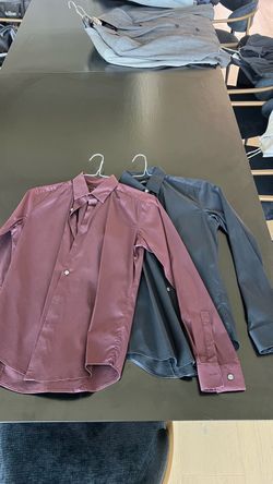 Lot of 6 Men's THEORY Luxury Dress Shirts (White, Black, Navy, Burgundy)