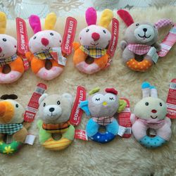 8pc LITTLE MIMOS PLUSH RATTLES LOT New W/Tags