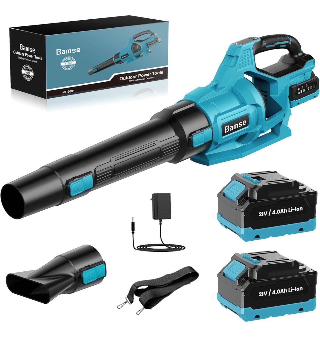 Leaf Blower Cordless 21V, Battery Leaf Blower with 2 x 4.0Ah Batteries and Charger, 3 Speed Modes, Handheld Cordless Blower for Lawn Care, Blowing Lea