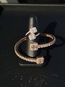 14k rose gold baguette diamond bypass bracelet
